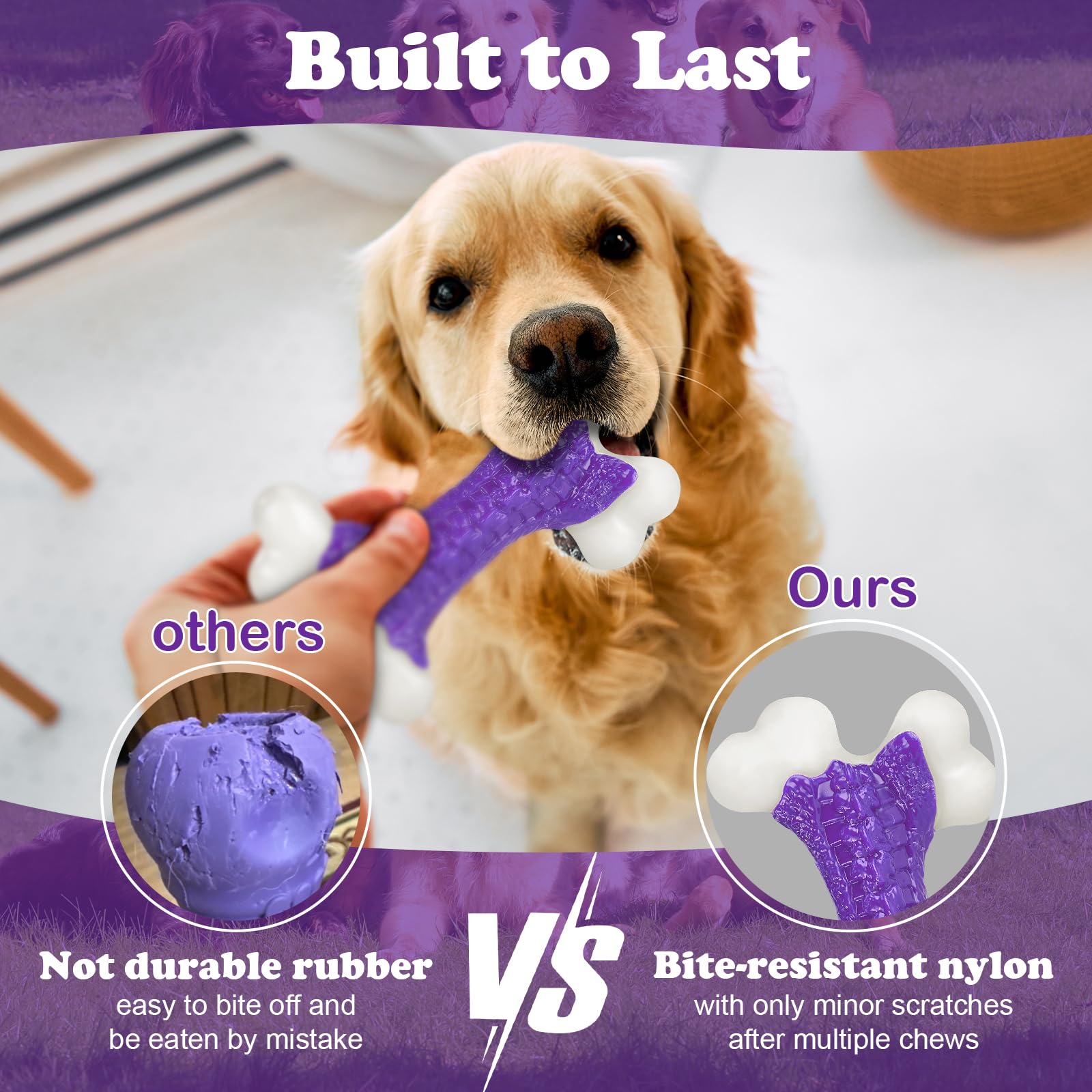 Indestructible Dog Chew Toys (2 Pack) - Heavy Duty Chew Bones for Aggressive Chewers, Large Breed Dogs - Durable Pet Toys for Extreme Chewing - Perfect for Playtime, Training & Anxiety Relief