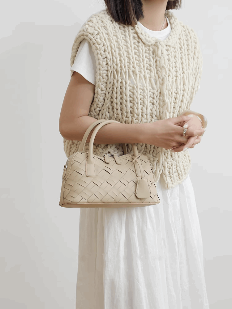 Stylish Woven Convertible Leather Bag for Women - Versatile Crossbody, Shoulder & Handbag - Perfect for Work, Travel & Everyday Use