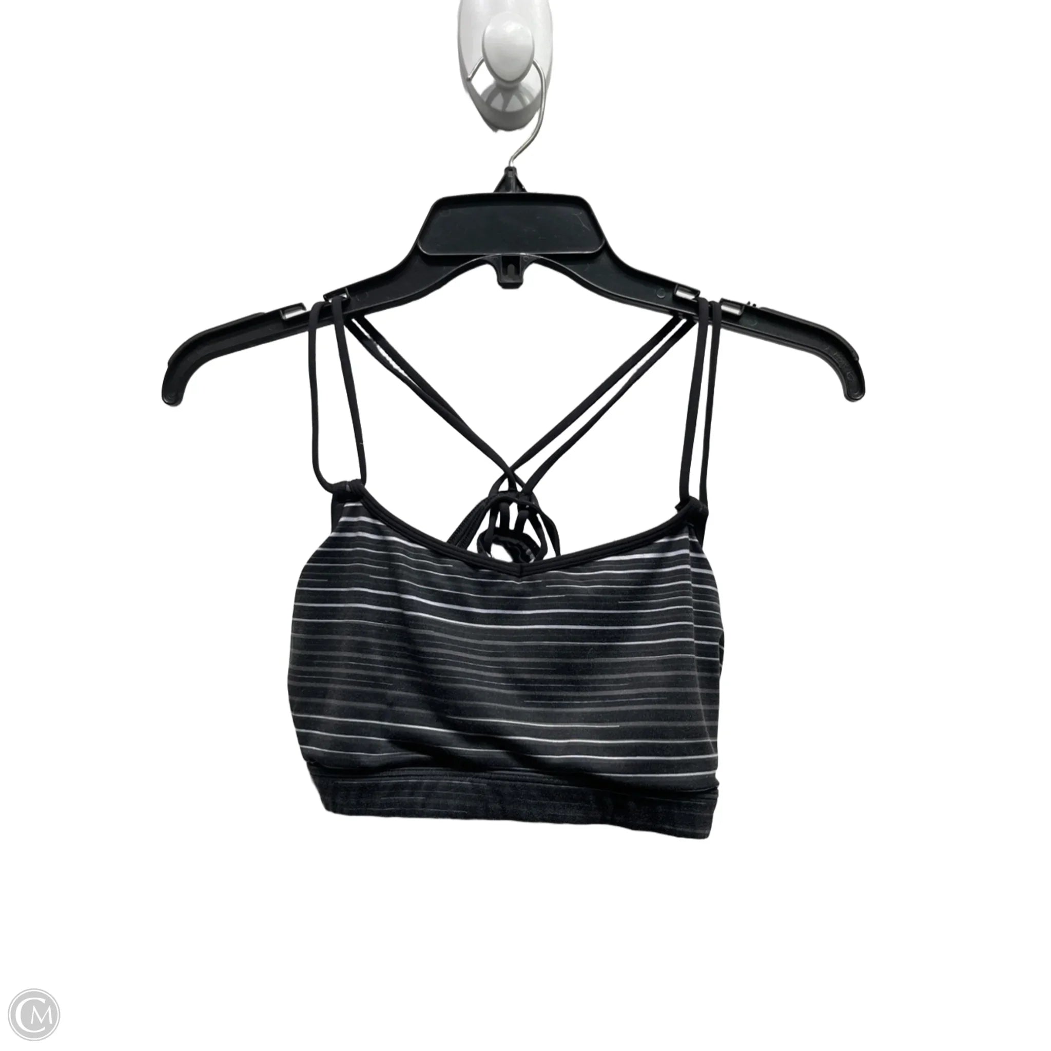 Lululemon Women's Athletic Sports Bra - Black & White, Size 8 - High Support Workout Top for Yoga, Running & Gym