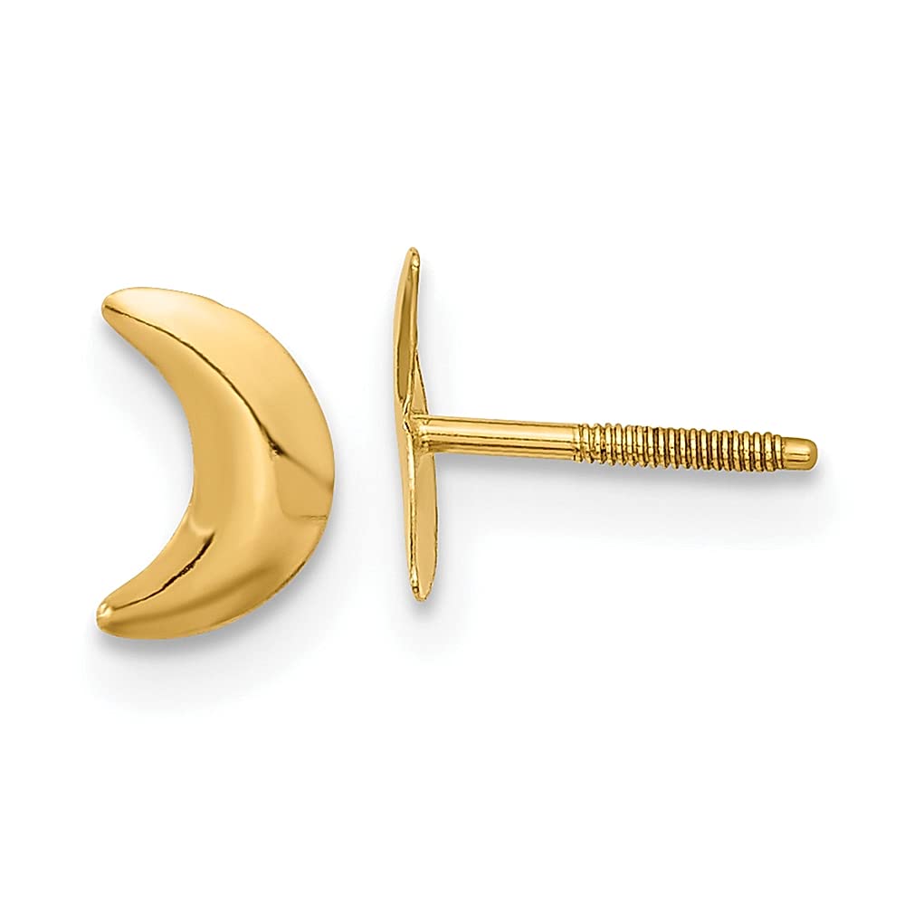 14K Yellow Gold Moon Post Stud Earrings for Women - Celestial Fine Jewelry Gift for Her - Perfect for Birthdays, Anniversaries & Everyday Elegance