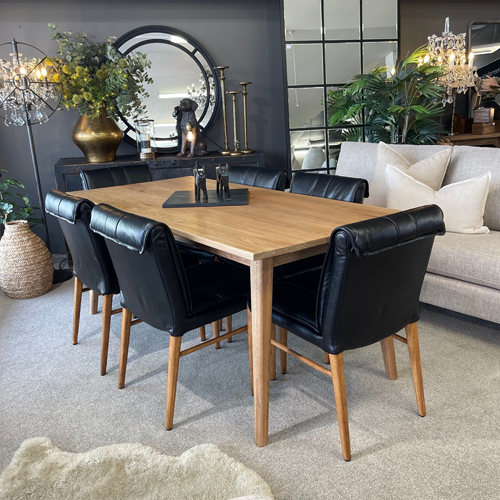 Vicchy Solid Oak Dining Table 180cm - Modern Farmhouse Style for Dining Room, Kitchen, and Entertaining