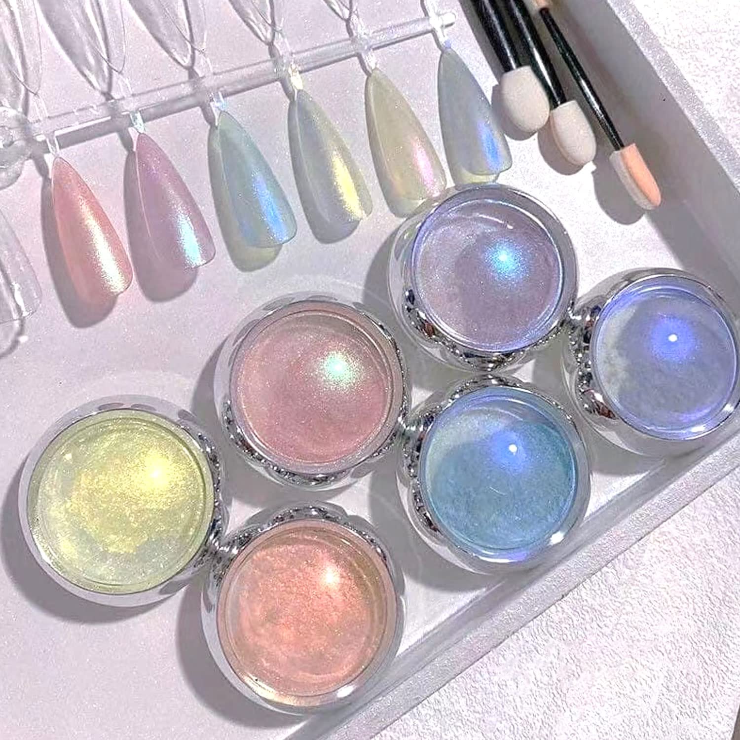 Mermaid Chrome Nail Powder - Aurora Nail Glitter for Gel Polish | Mirror Effect Pigment & Iridescent Nail Art Supplies | Perfect for Manicures, Nail Decoration & DIY Nail Designs