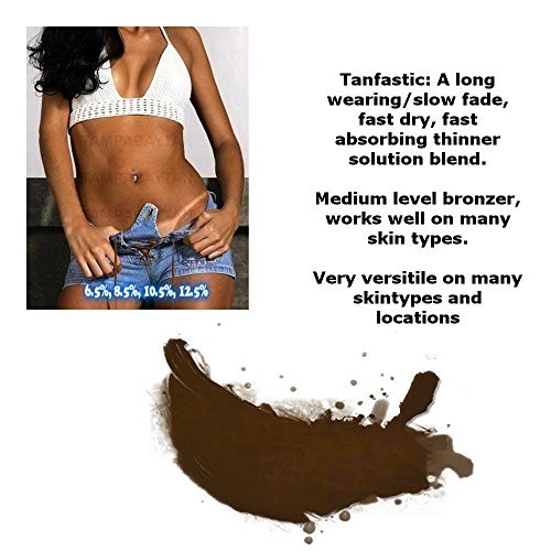 Tanfastic E Blend 10.5% Medium Dark Sunless Spray Tan Solution - 32 oz Bottle for Professional Spray Tanning & At-Home Self Tanning
