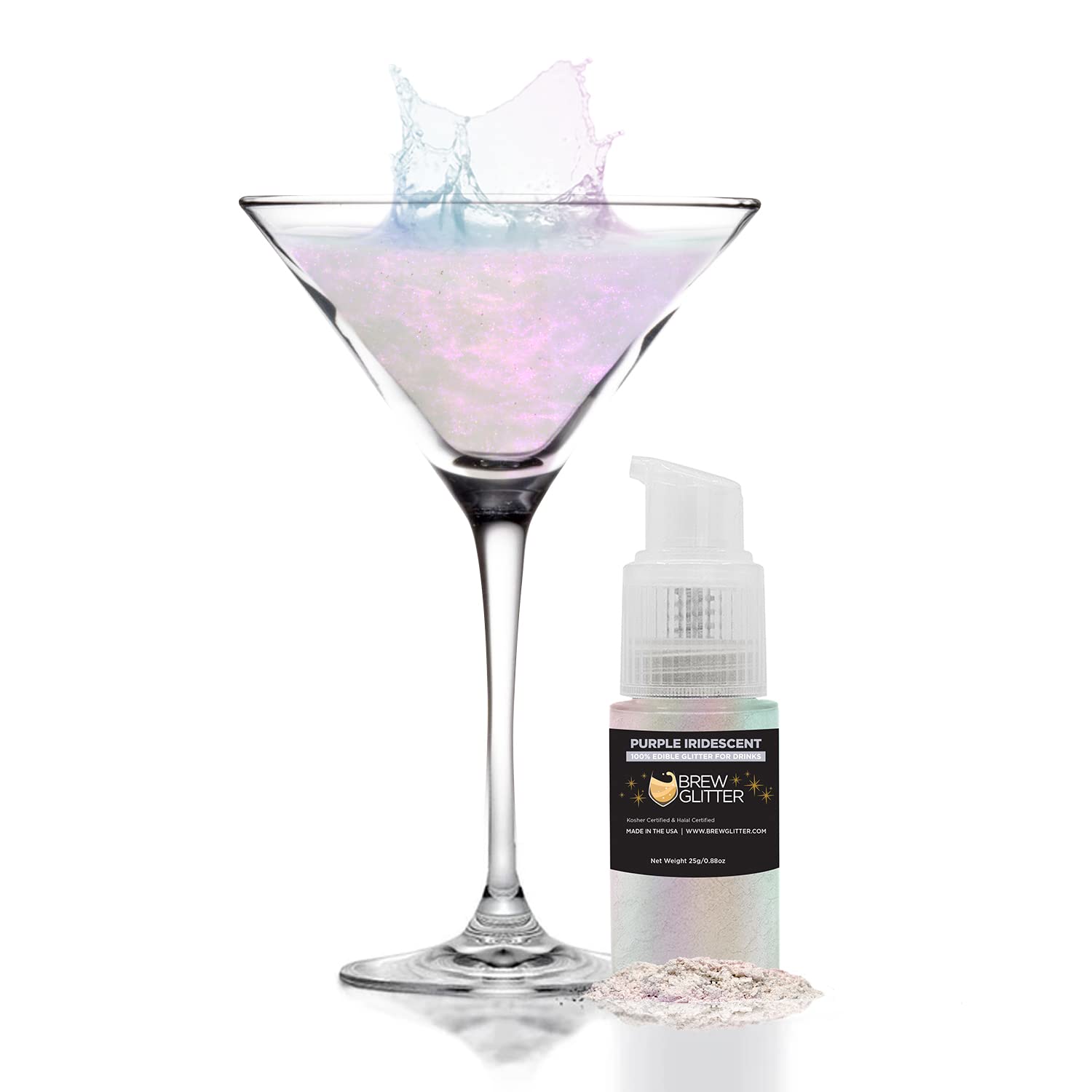 Edible Glitter for Drinks - Purple Iridescent Brew Glitter for Cocktails, Beer & Beverage Garnish | 100% Food Grade, Vegan, Gluten & Nut Free | Perfect for Party Drinks, Wedding Cocktails & DIY Baking Decorations (25g Spray Pump, Purple Iridescent)