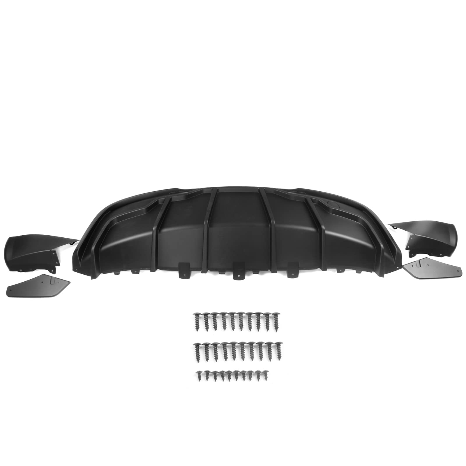 IKON MOTORSPORTS Rear Diffuser for 2020-2024 Tesla Model Y - Matte Black PP Rear Bumper Lip Shark Fin Splitter Replacement (3PC) | Upgrade Your Tesla's Aerodynamics & Style | Perfect for Car Enthusiasts & Performance Modifications