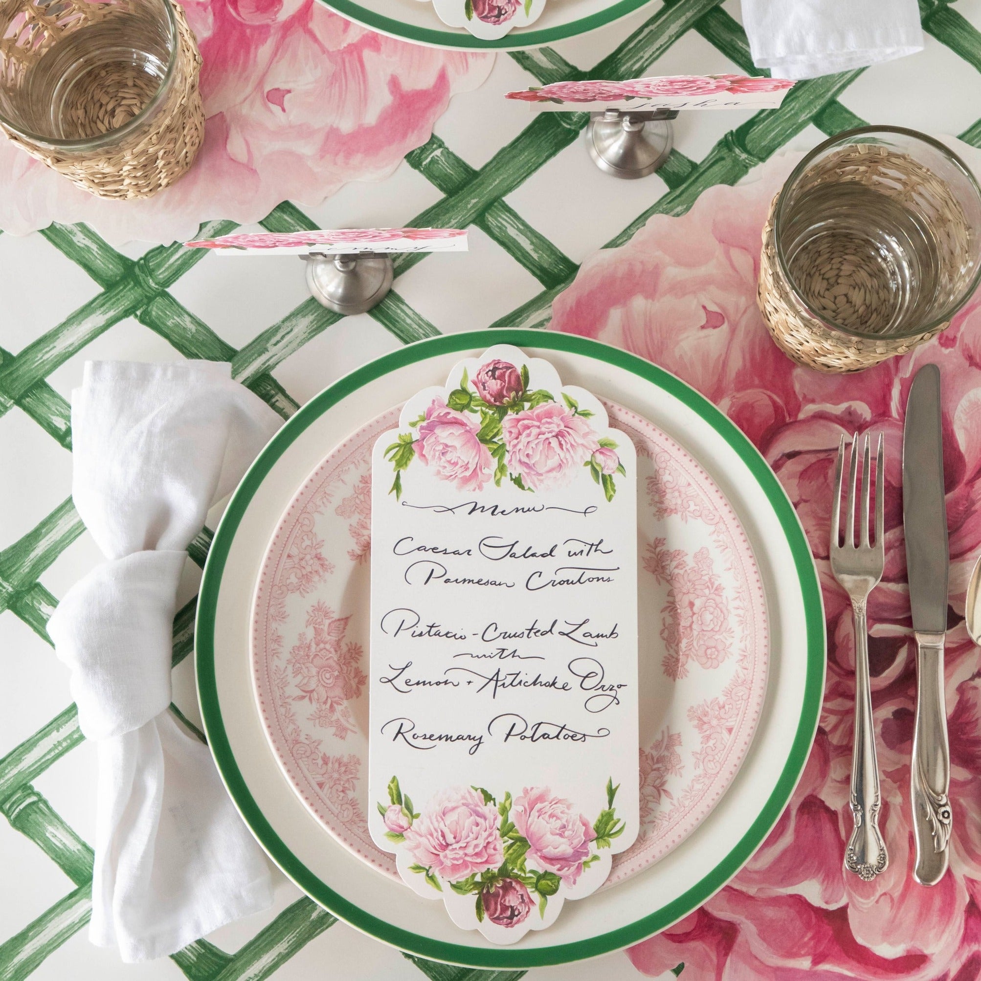 Elegant Die-Cut Peony Placemat for Dining Table - Floral Waterproof Table Mat for Home Decor, Parties & Events