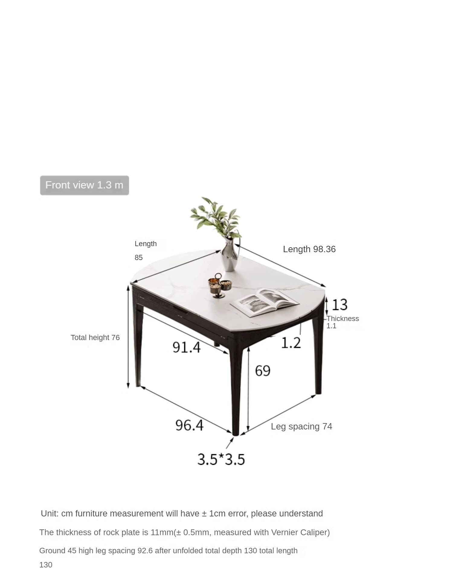 Solid Oak Wood Folding Dining Table - Light Luxury Rock Slab Design for Small Spaces, Apartments & Outdoor Dining | Durable & Stylish Home Furniture