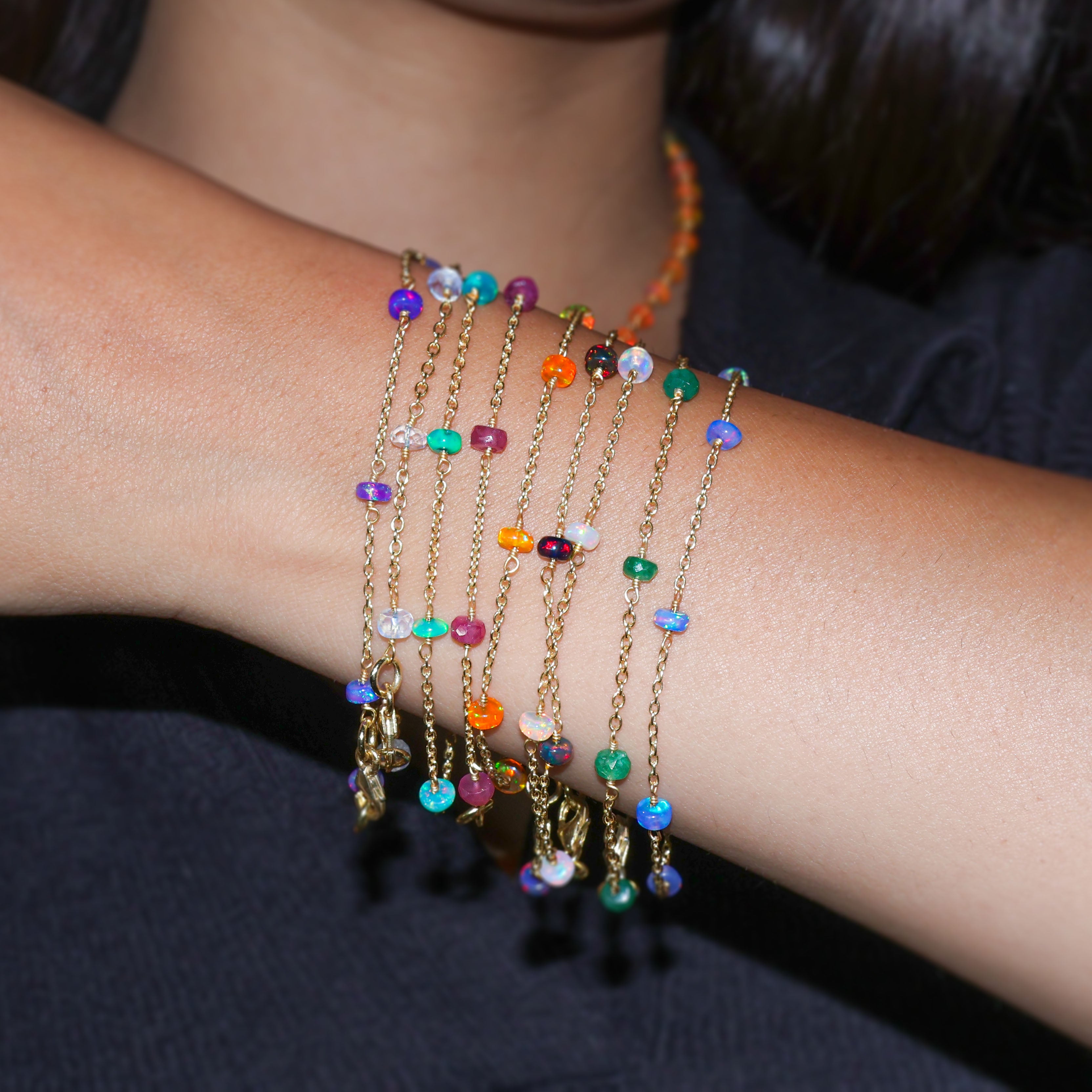 Natural Lavender Opal Rondelle Beaded Bracelet - Minimalist Chain Jewelry for Women - Boho Chic Handmade Beaded Bracelet for Everyday Wear & Special Occasions