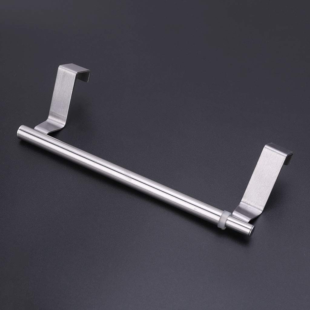 Stainless Steel Extendable Over Door Towel Rack - Adjustable Hanging Bar Holder for Bathroom, Kitchen, Hotel, Cabinet & Cupboard - Perfect for Towels, Robes & Clothes Storage (Silver)