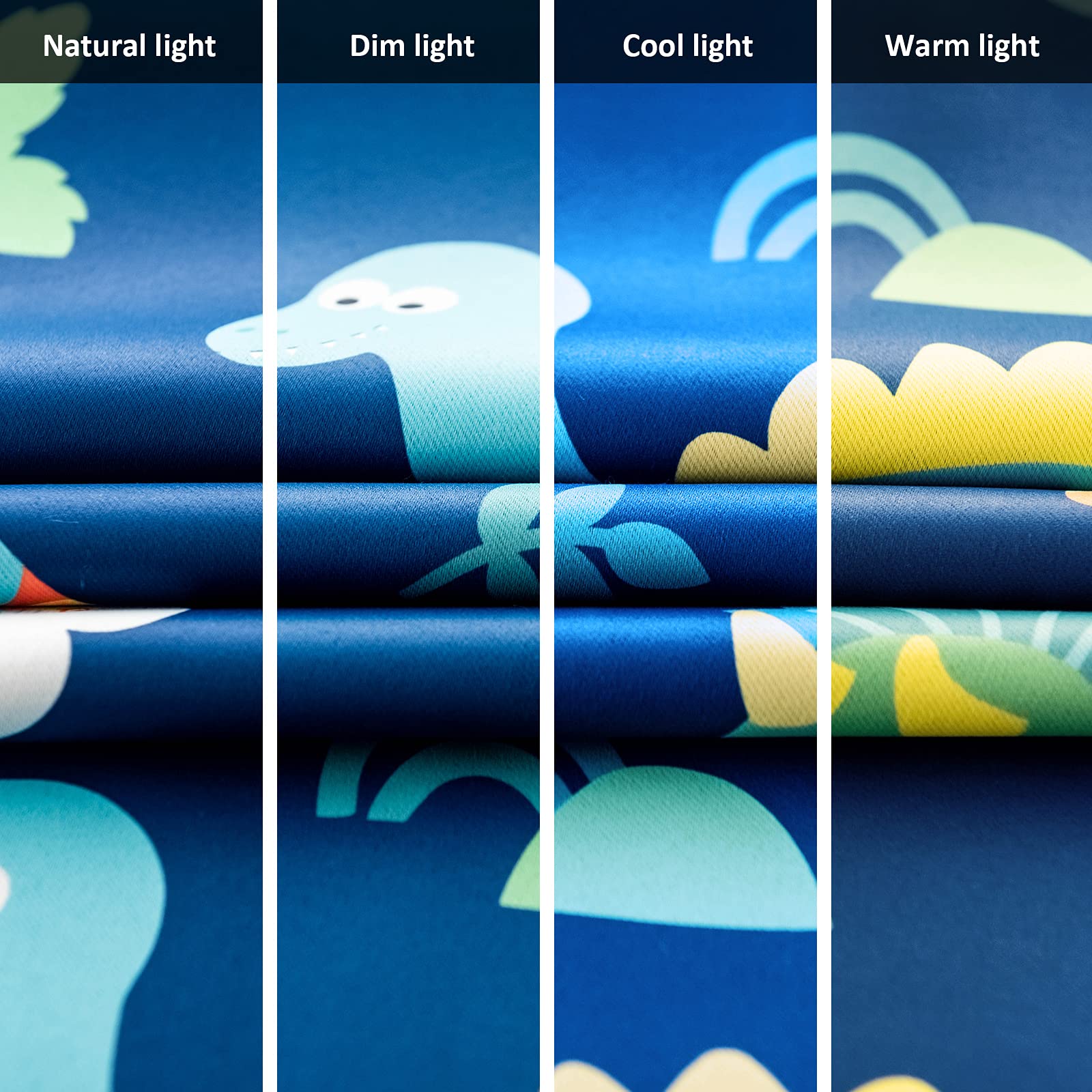 Blackout Curtains for Kids Bedroom - Thermal Insulated Darkening Dinosaur Print Curtains Set of 2 Panels (52