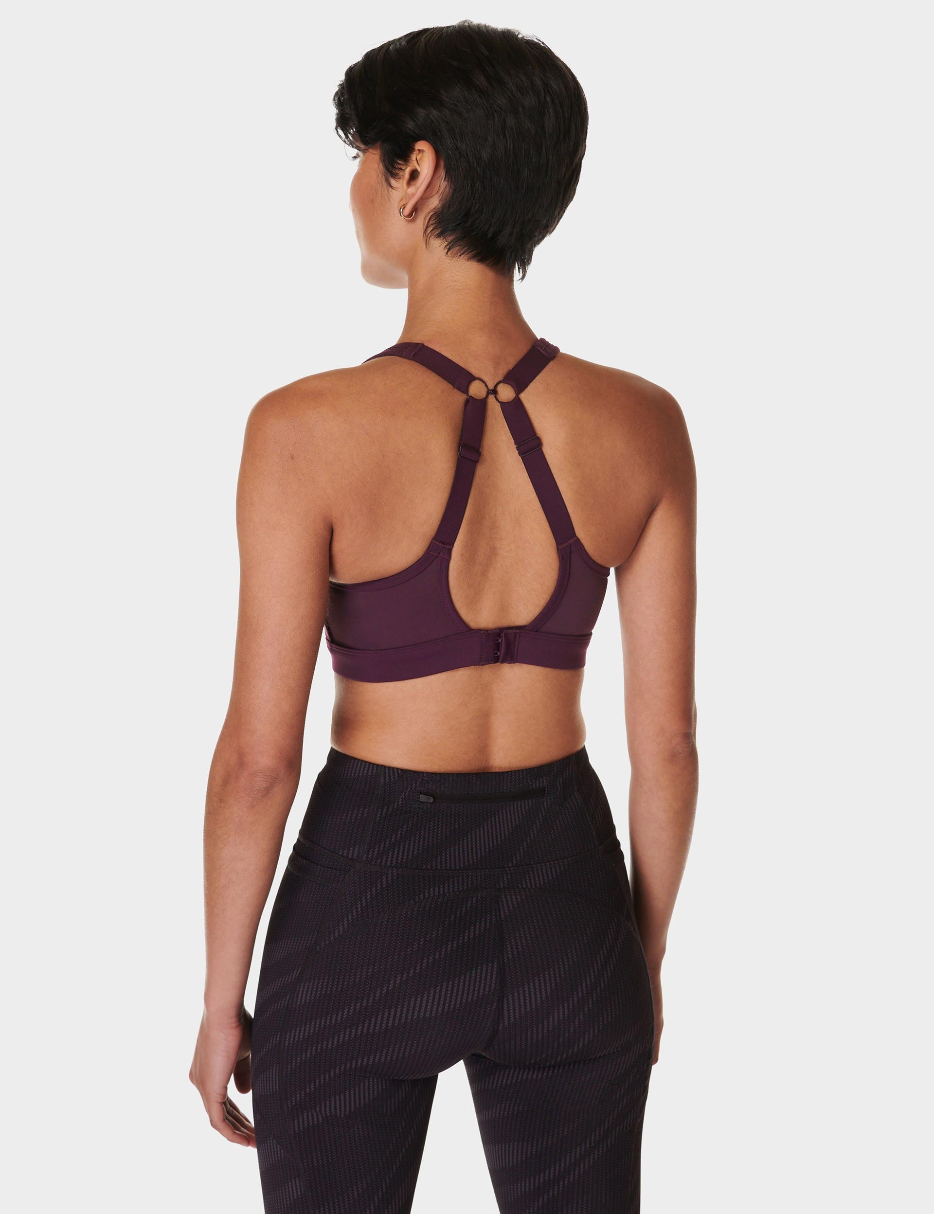 Power Icon Running Bra for Women - High Support Sports Bra, Midnight Cherry Purple - Perfect for Running, Yoga, Gym & High-Intensity Workouts