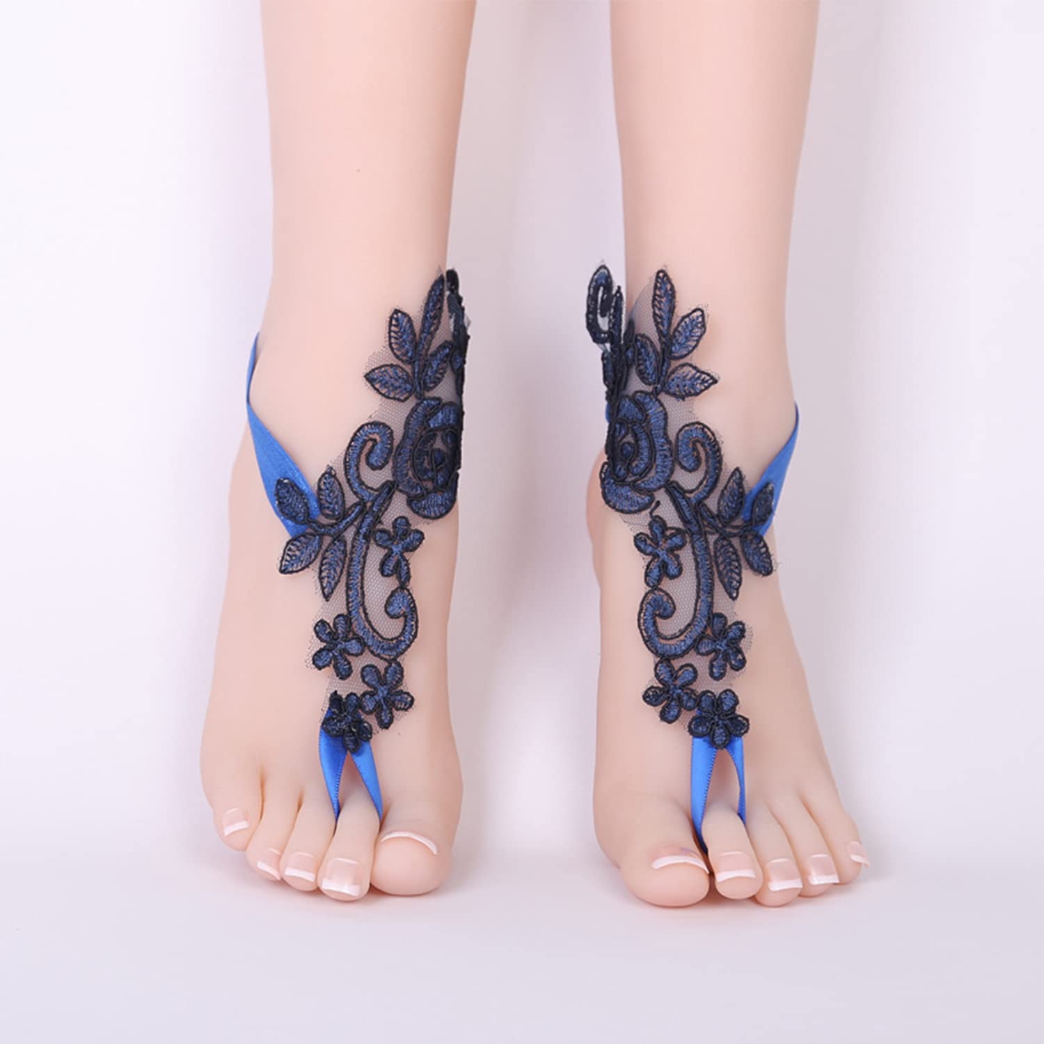 Elegant French Lace Barefoot Sandals - Bridal Wedding Accessories, Sexy Beach Crochet Foot Jewelry for Women | Perfect for Beach Weddings, Boho Parties & Summer Festivals