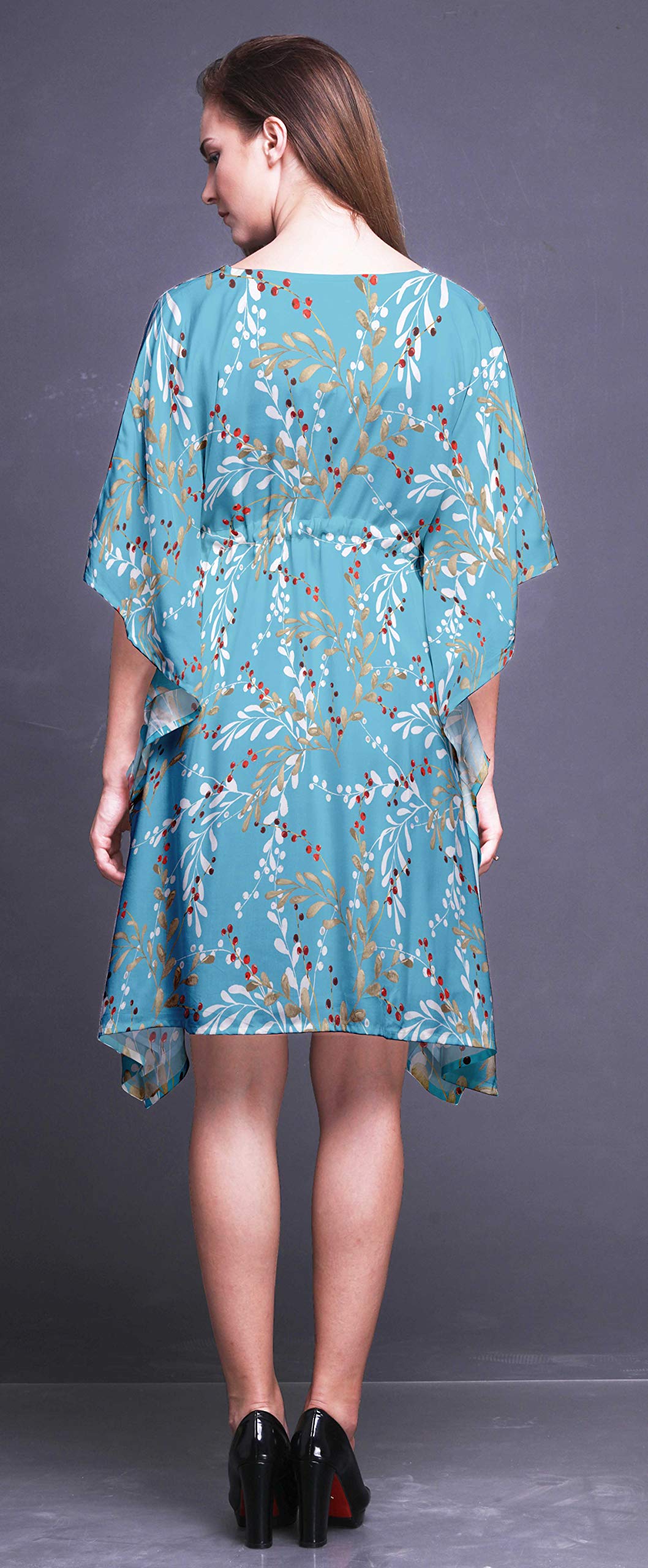 Bimba Short Caftan Midi Dress - Women's Beach Cover Up Swimwear Kaftan for Pool, Vacation & Summer Outfits