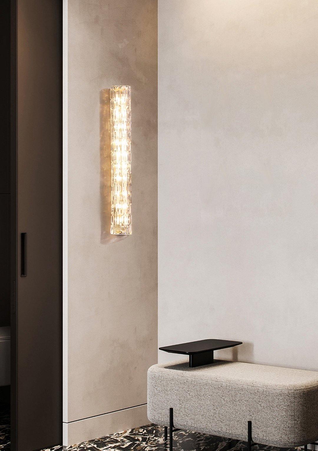 Elegant Wall Sconce Lighting - Modern Art Deco Brass Fixture for Living Room, Bedroom & Hallway Decor | Dimmable LED Light for Ambient Atmosphere