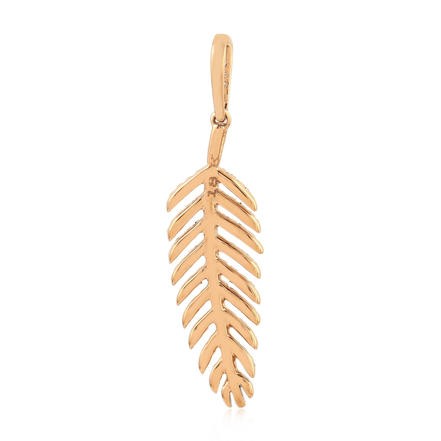 18K Rose Gold Micro Pave Diamond Handmade Leaf Pendant Necklace - Elegant Jewelry Gift for Women, Perfect for Weddings, Anniversaries & Special Occasions