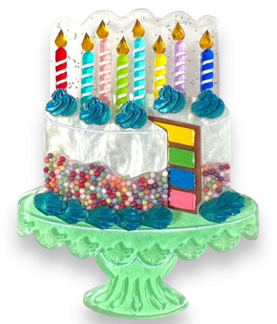 Slice, Slice Baby Birthday Cake Brooch Pin - Fun Birthday Party Accessory by Lipstick & Chrome x Club Eggie - Perfect for Birthday Outfits, Cake Decorations & Gift Giving