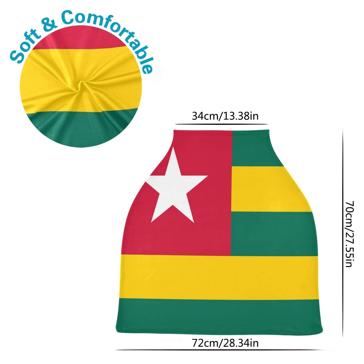 Togo Flag Nursing Cover - Breastfeeding Scarf & Baby Car Seat Canopy - Universal Infant Stroller Cover for Girls and Boys - Perfect for Travel, Shopping, and Outdoor Activities
