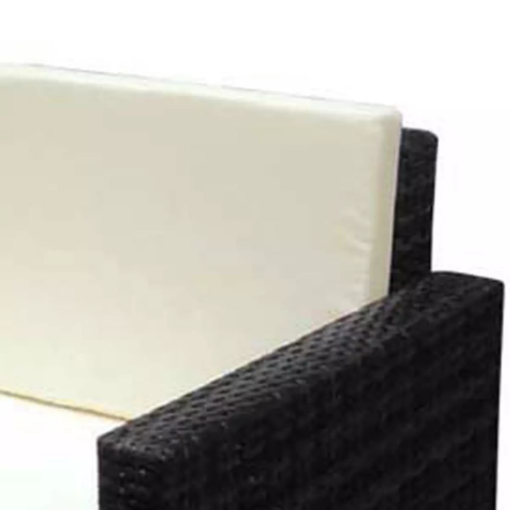 2-Piece Black Poly Rattan Garden Lounge Set with Cushions - Outdoor Patio Furniture Sofa & Conversation Set for Backyard, Deck, Poolside Relaxation