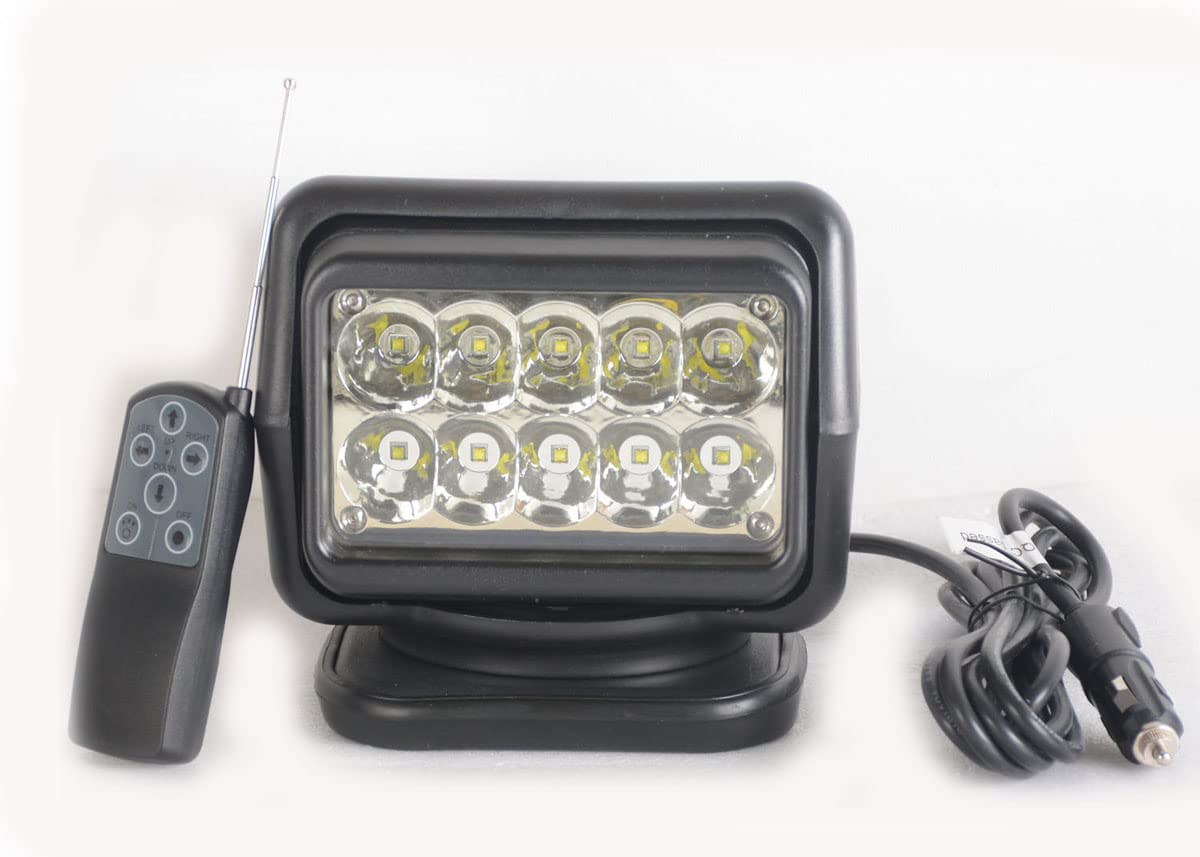 50W 7-Inch LED Search Light with 360° Rotating Reflector & Remote Control - 9-32V Waterproof Spot Work Light for Offroad, Hunting, SUV, ATV, 4WD, Truck & Boat Lighting - Perfect for Fog, Driving & Emergency Scenarios
