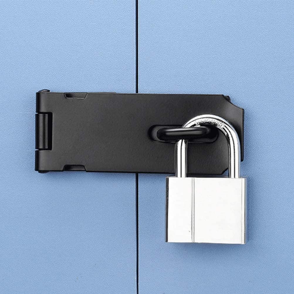 4 Inch Stainless Steel Padlock Hasp - Black Door Latch Lock with Screws for External Doors, Windows, Cabinets & Pet Cages | Secure Gates, Sheds & Storage Units