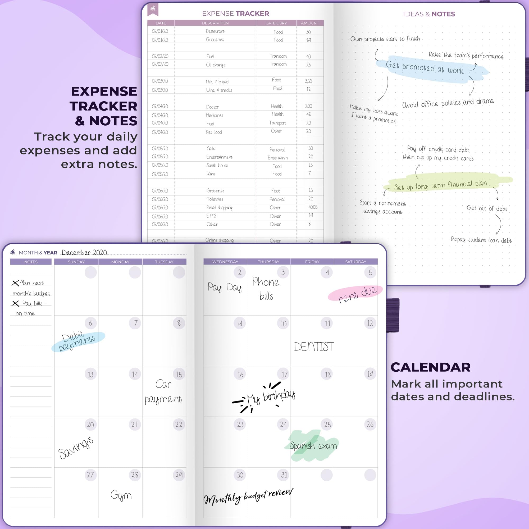 Clever Fox Bi-Weekly Budget Planner – Undated Financial Organizer & Expense Tracker Notebook – A5 Purple Budgeting Book for Personal Finance, Bill Payment & Money Management – Perfect for Home, Office & Travel Use