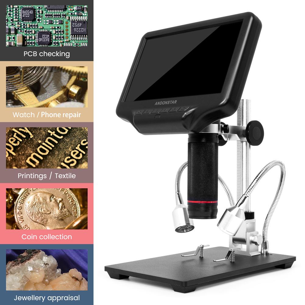 Andonstar AD407 7 Inch HDMI Digital Soldering Microscope with LCD Screen - 1080P Magnification for Phone & PCB Repair, Jewelry Inspection, Coin Collecting & Hobby Projects