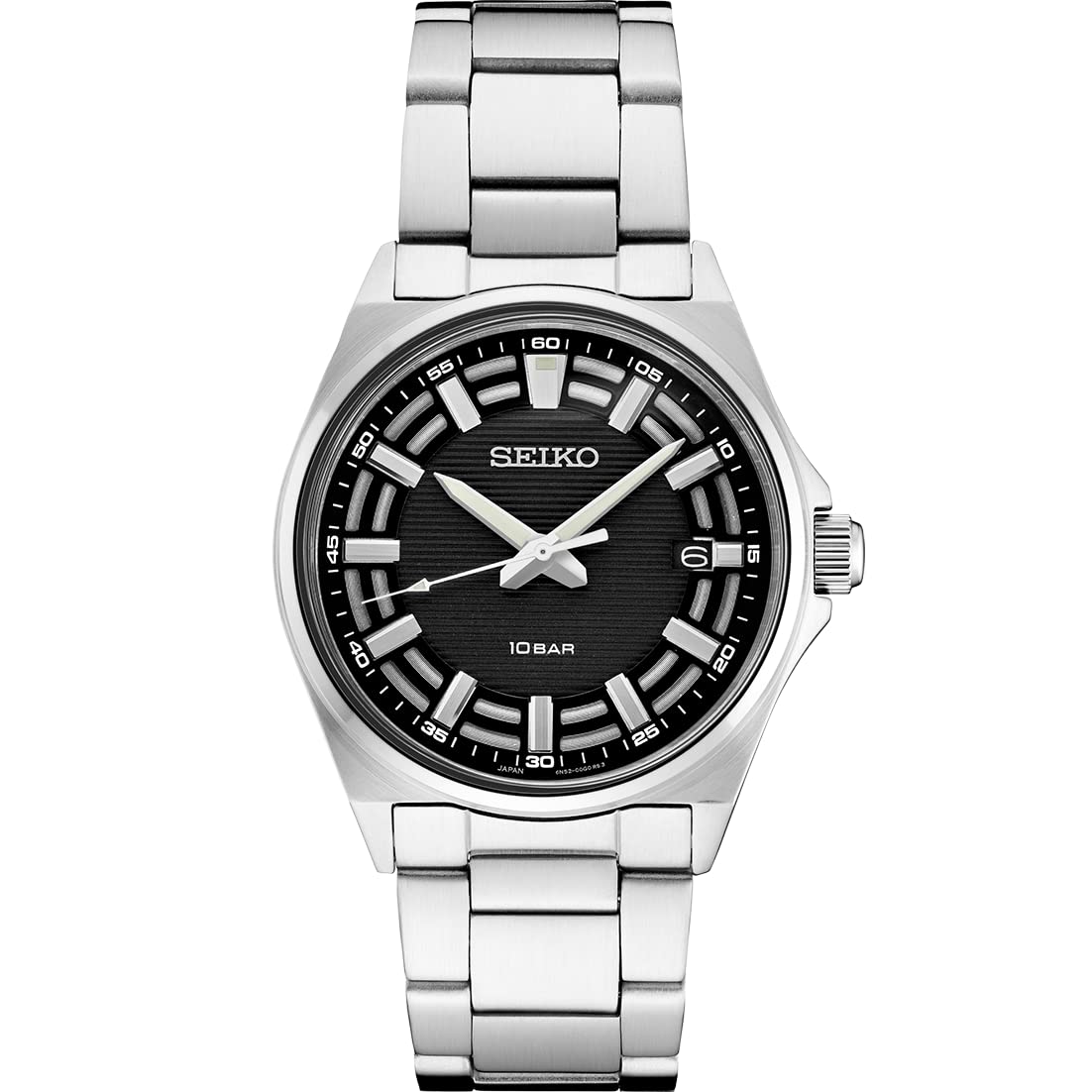 SEIKO Men's Stainless Steel Watch with Date Window - Classic Analog Quartz Timepiece for Business, Casual & Formal Wear