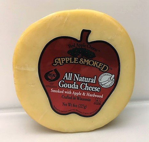 Premium Red Apple Smoked Gouda Cheese - 8oz Dutch Cheese for Charcuterie Boards, Wine Pairings & Gourmet Cooking