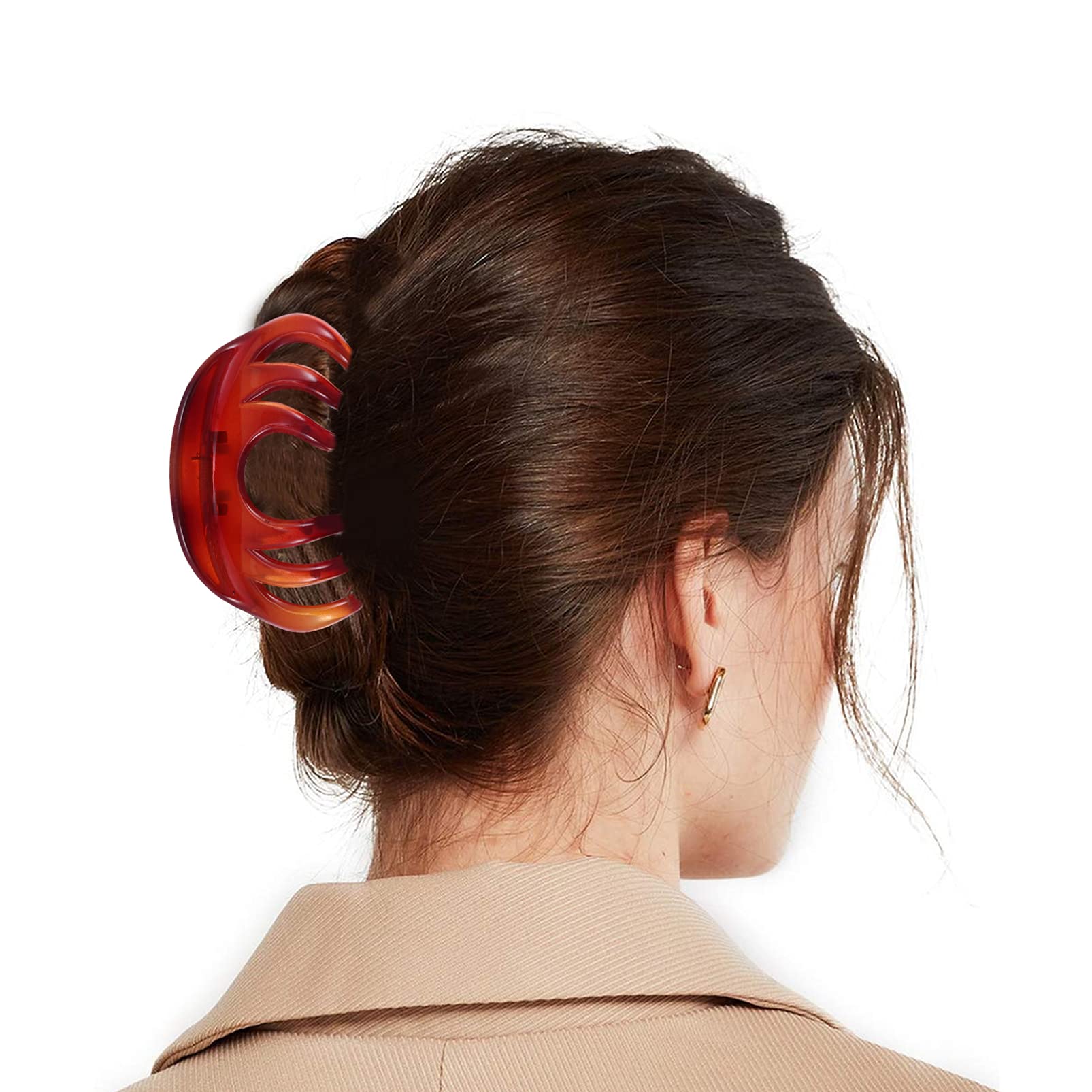 Beaupretty 2 Pack Octopus Hair Clips for Women - No Slip Grip Large Hair Claw Clamps, Delicate Acrylic Hair Jaw Clips in Coffee Color - Perfect for Thick Hair, Updos, Ponytails and Everyday Styling