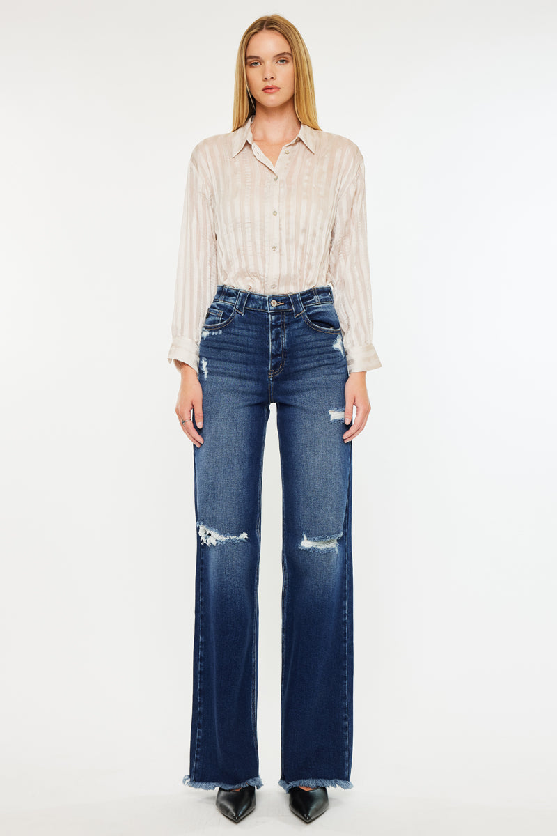 Izzie High Rise 90's Flare Jeans for Women - Vintage Retro Stretch Denim Pants - Perfect for Casual Outfits, Date Nights & 90s Fashion Looks