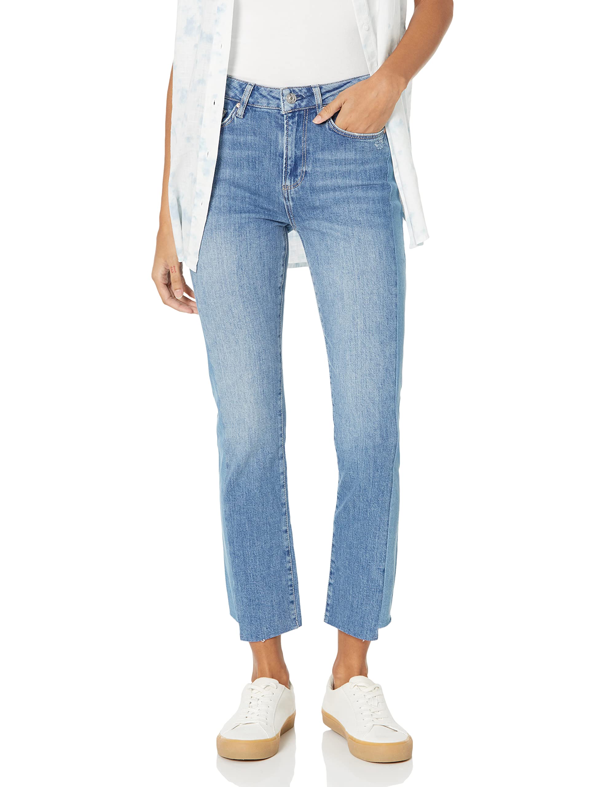 PAIGE Women's Cindy High Rise Straight Ankle Jeans - Distressed Alette Wash | Comfortable Stretch Denim for Casual Wear & Everyday Outfits