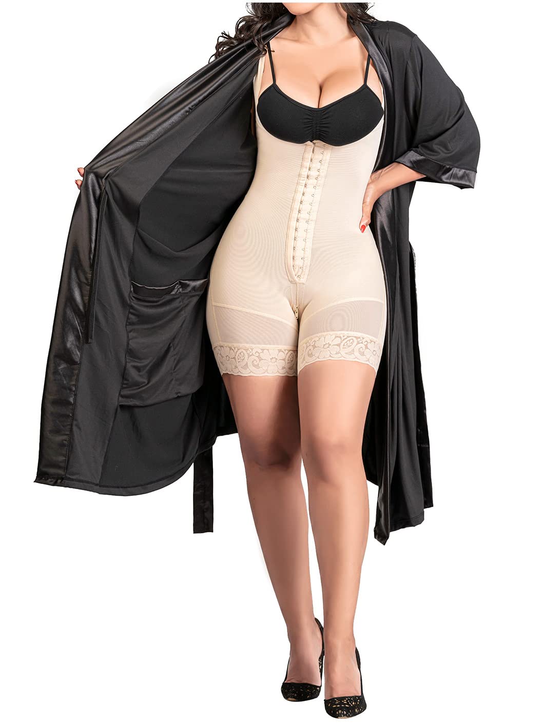 BE SHAPY 401-211 Post Surgery Faja Stage 2 Compression Garment & Women's Robe Pajamas Set - Postpartum Recovery, C-Section Healing & Comfort Wear for Home Relaxation