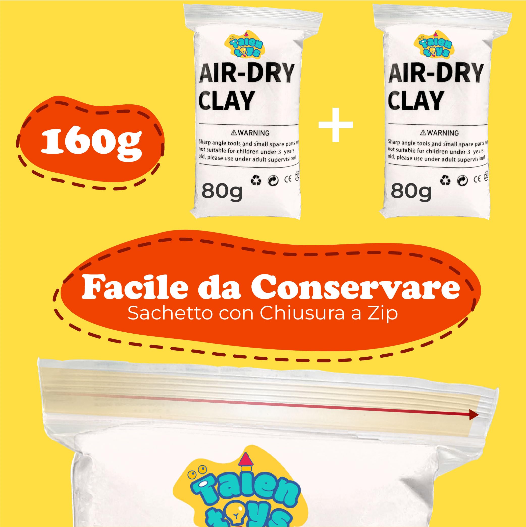 160G Air Dry Ultra Light Clay Kit - Self-Hardening Polymer Modeling Clay for Kids, DIY Crafts & Art Projects (White) | Perfect for School Activities, Birthday Parties & Creative Play