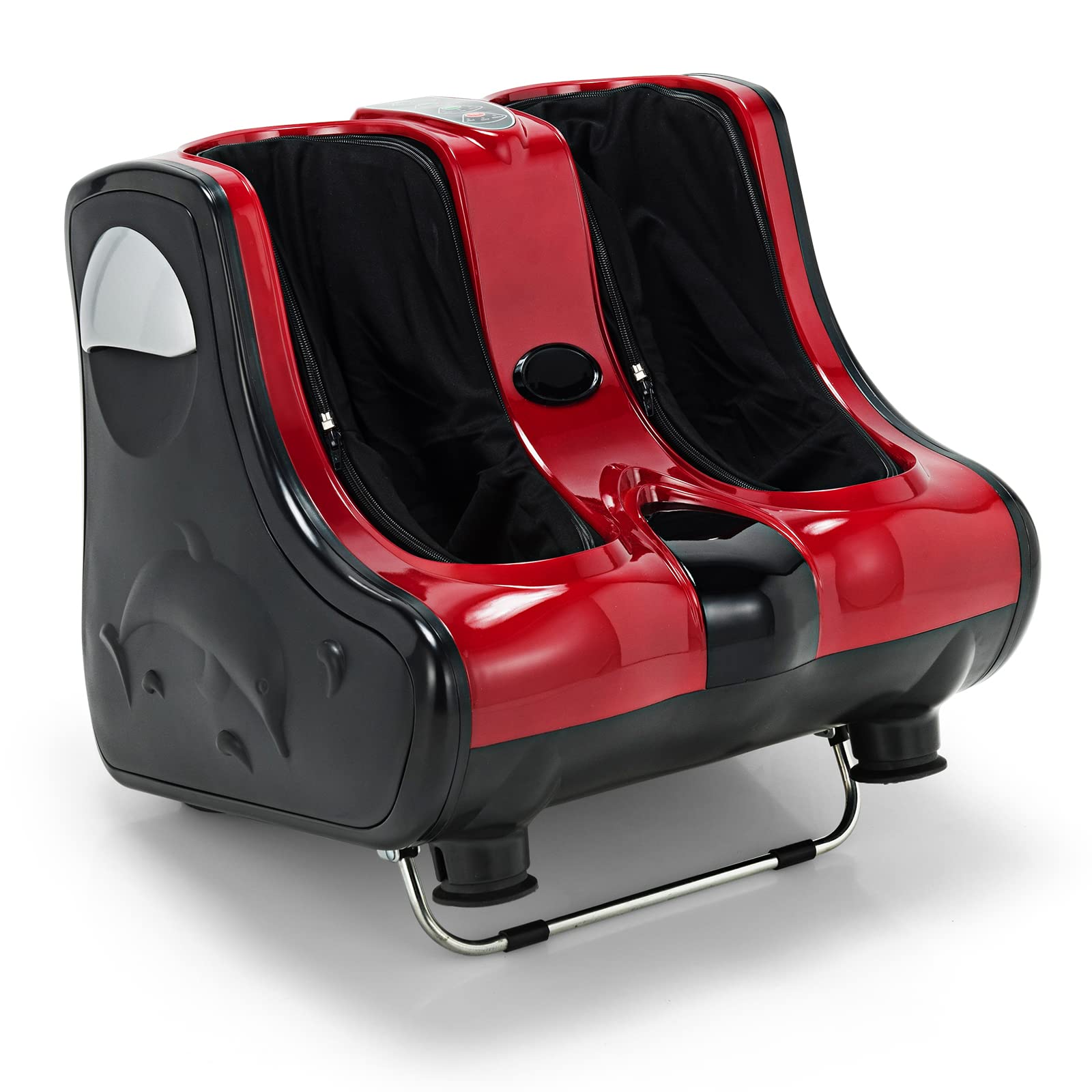 Giantex Shiatsu Foot and Calf Massager with Heat & Vibration - Electric Deep Kneading Massage Machine for Tired Feet, Leg Pain Relief - Perfect for Home Relaxation, Office Stress Relief & Post-Workout Recovery (Red)