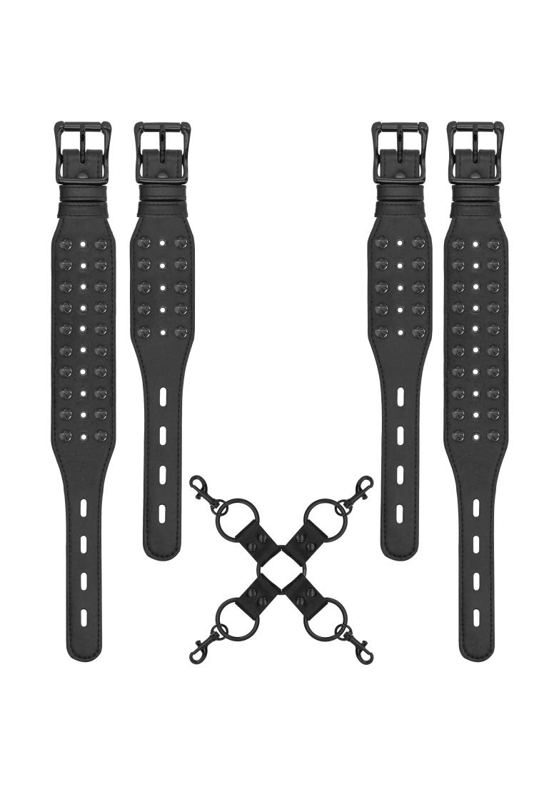 Skulls and Bones Spiked Hogtie Restraint - Black Gothic BDSM Gear for Adult Play & Fetish Scenes