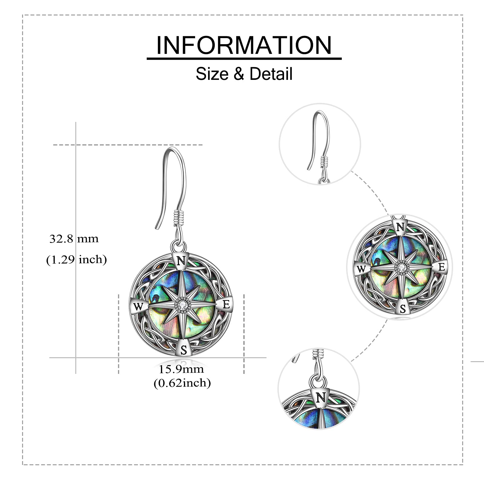 Sterling Silver Compass Earrings with Celtic Knot Design - Elegant Drop Dangle Jewelry for Women | Perfect for Travel, Adventure & Everyday Wear