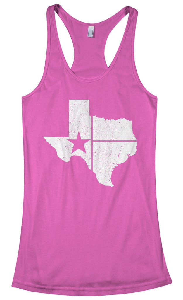 Threadrock Women's Distressed White Texas State Flag Racerback Tank Top - Vintage Graphic Muscle Tee for Summer, Concerts & Patriotic Events