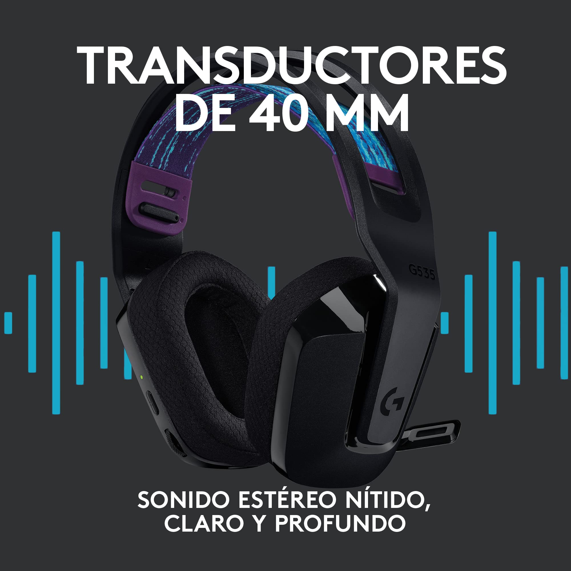 Logitech G535 Lightspeed Wireless Gaming Headset - Lightweight Over-Ear Headphones with Flip-to-Mute Mic, Stereo Sound for PC, PS4, PS5 - USB Rechargeable (Renewed, Black) | Perfect for Competitive Gaming, Streaming & Long Gaming Sessions