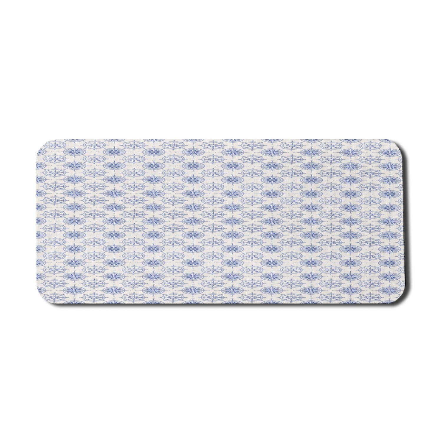 Ambesonne Nautical Computer Mouse Pad - Marine Theme with Wheel, Compass & Sailing Motifs, Hand Drawn Ship Steering Design, Non-Slip Rubber Base, Extra Large 35