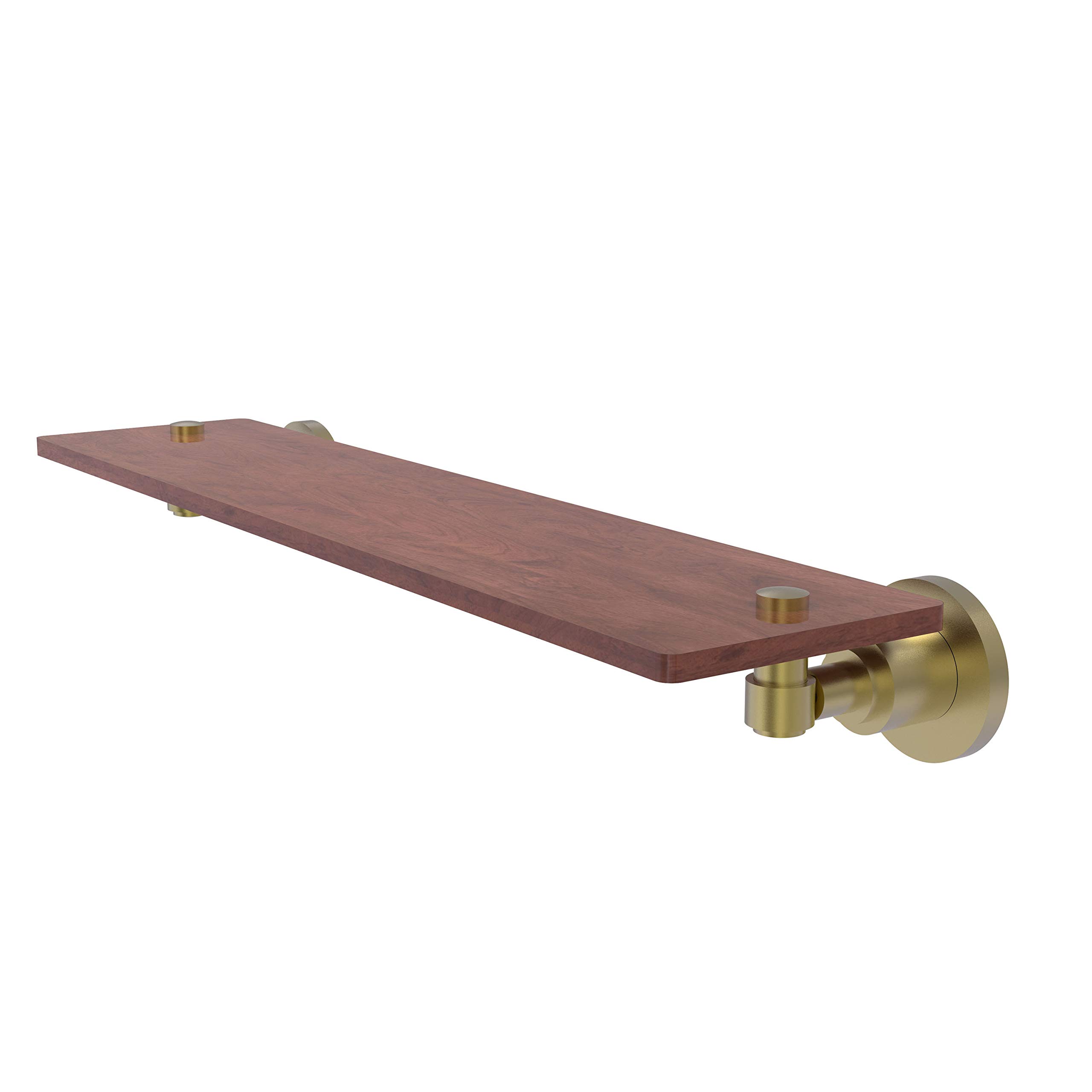 Allied Brass WS-1-22-IRW Washington Square Collection 22 Inch Solid IPE Ironwood Wood Shelf in Satin Brass - Perfect for Bathroom, Kitchen, and Living Room Storage & Decor