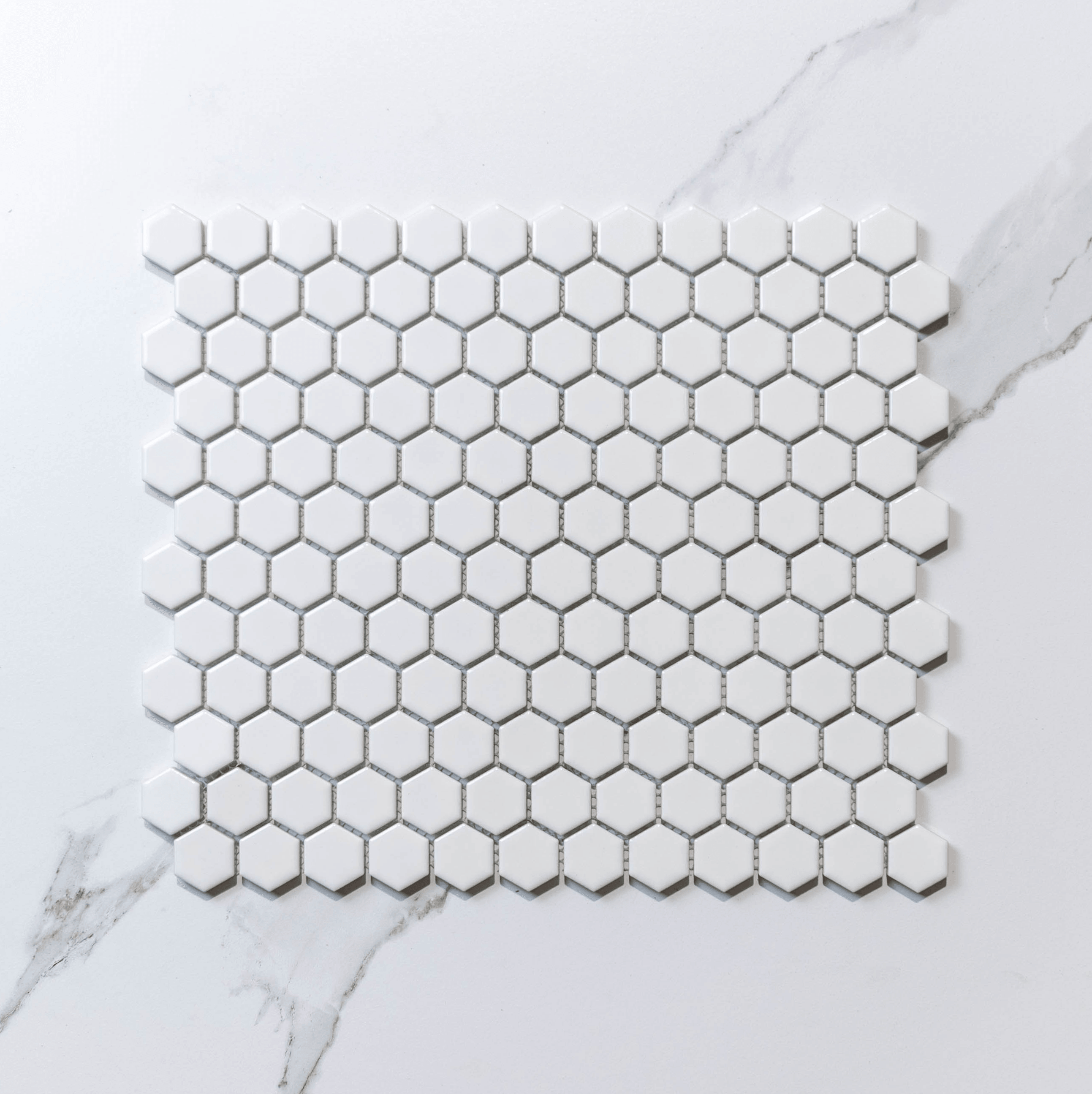 Premium Hive S White 23x26 Glossy Hexagon Mosaic Tile (Per Sheet) - Perfect for Kitchen Backsplash, Bathroom Walls & Modern Interior Design