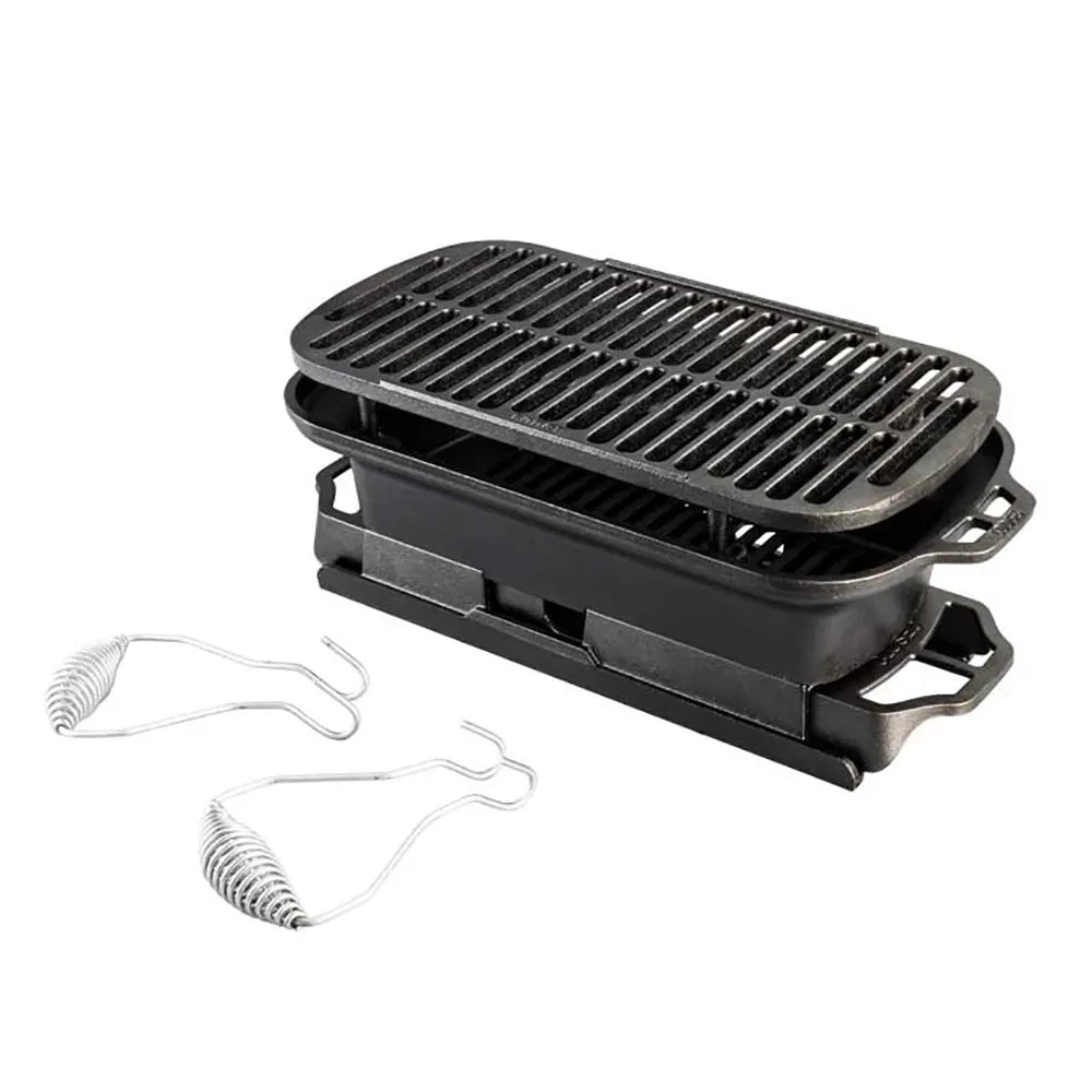 Lodge Sportsman's Grill - Premium Cast Iron Charcoal Grill for Outdoor Cooking, Camping & Backyard BBQs (Open Box)