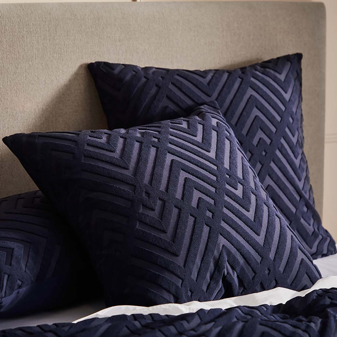 Premium Echo Navy European Pillowcase Set - Luxury 100% Cotton Bedding by Logan & Mason | Perfect for Master Bedrooms, Guest Rooms & Home Staging