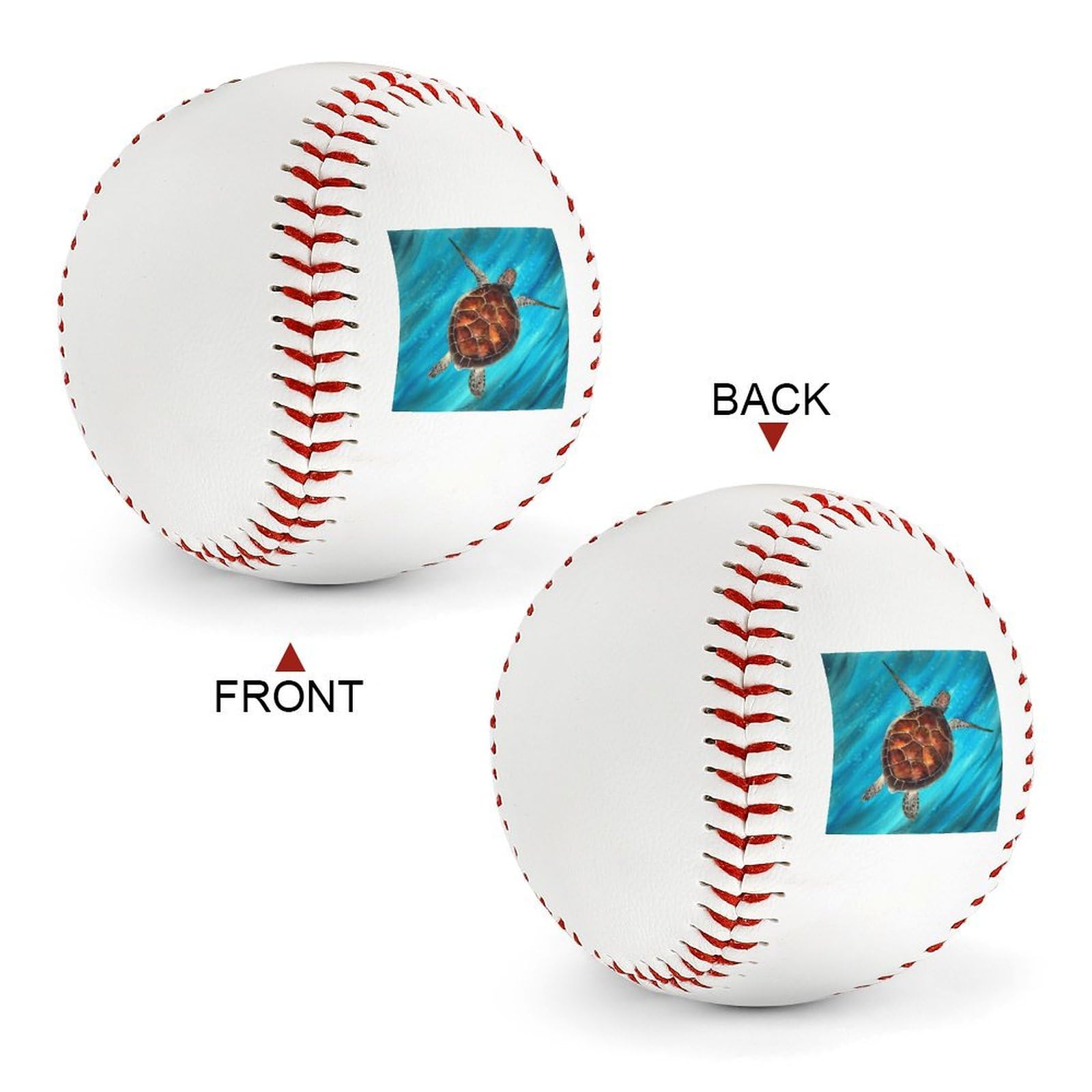 Personalized Colorful Sea Turtle Baseballs - Fun Recreational Hitting Training Balls for Kids & Adults | Perfect for Backyard Practice, Beach Games & Memorial Gifts