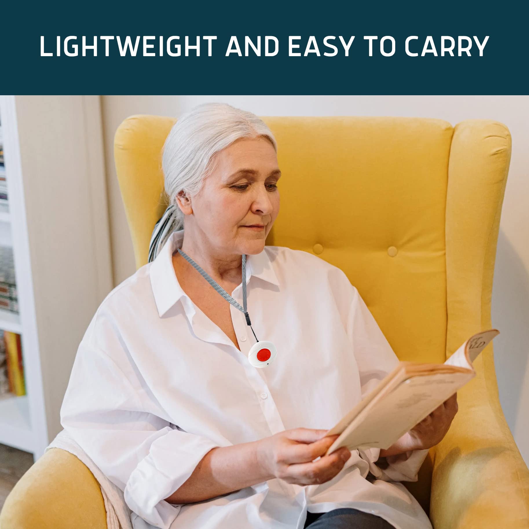 Lunderg Wireless Bed Alarm & Chair Alarm System with Call Button - Caregiver Alert Sensor Pad for Elderly Safety - Fall Prevention for Seniors at Home or Healthcare Facilities