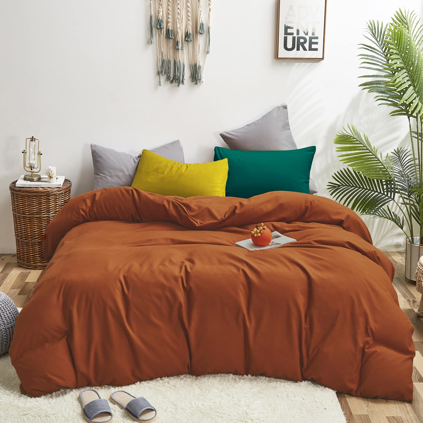 Premium Cottonight Burnt Orange Comforter Set - California King Size, Soft Breathable Caramel Bedding with Rust & Terracotta Accents - Cozy Quilted Blanket for Women & Men - Perfect for Master Bedrooms, Guest Rooms & Winter Warmth