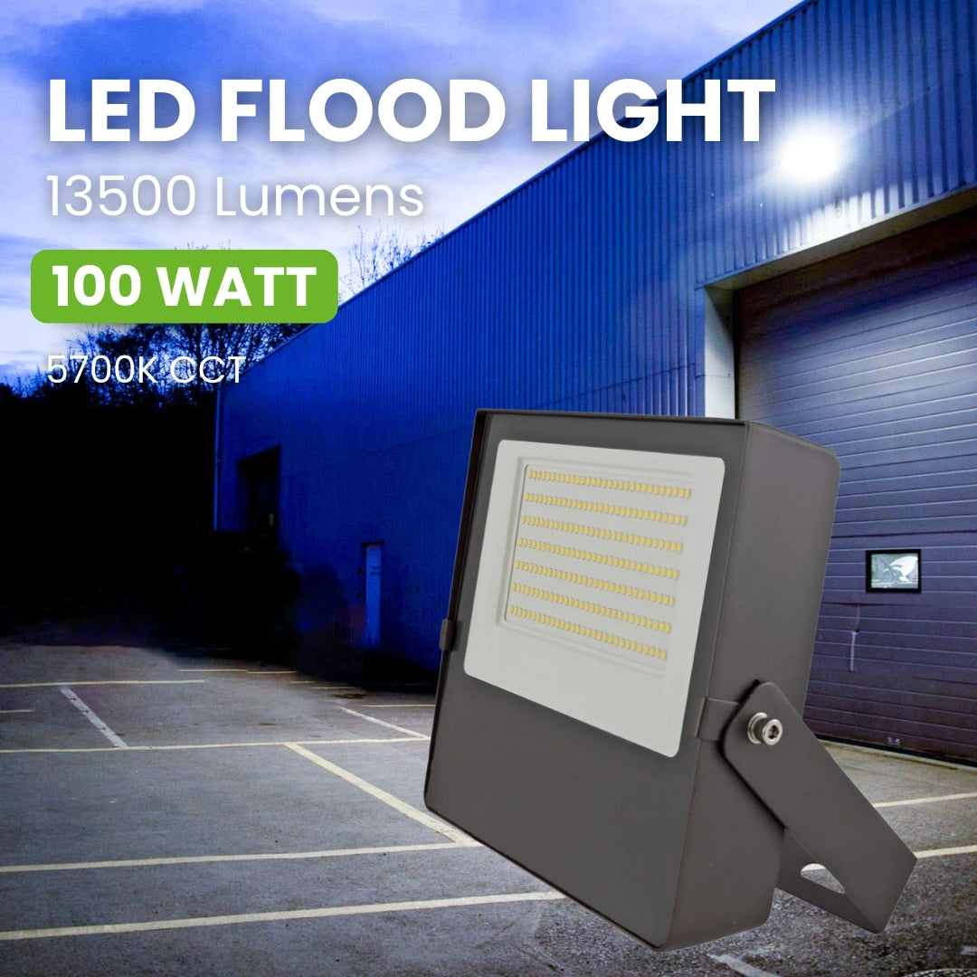 100W LED Flood Light FL3 with Tunable CCT & Photocell Sensor - UL+DLC Certified - Outdoor Security Lighting for Parking Lots, Stadiums, and Building Facades