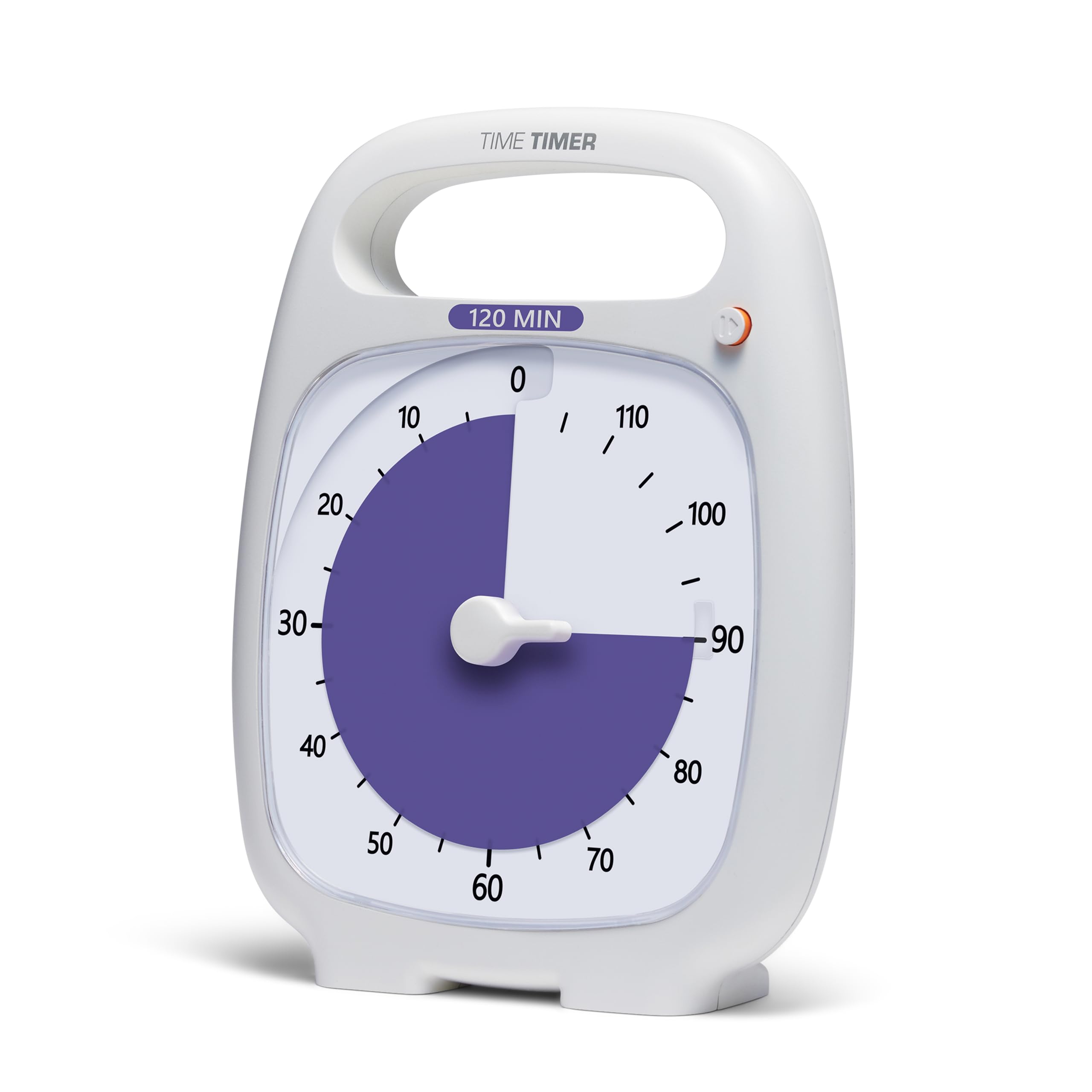 TIME TIMER PLUS 120 Minute Visual Countdown Timer with Portable Handle - Silent Operation White Desk Clock for Classroom, Office, Homeschooling & Study - Perfect for Time Management, Productivity & Focus