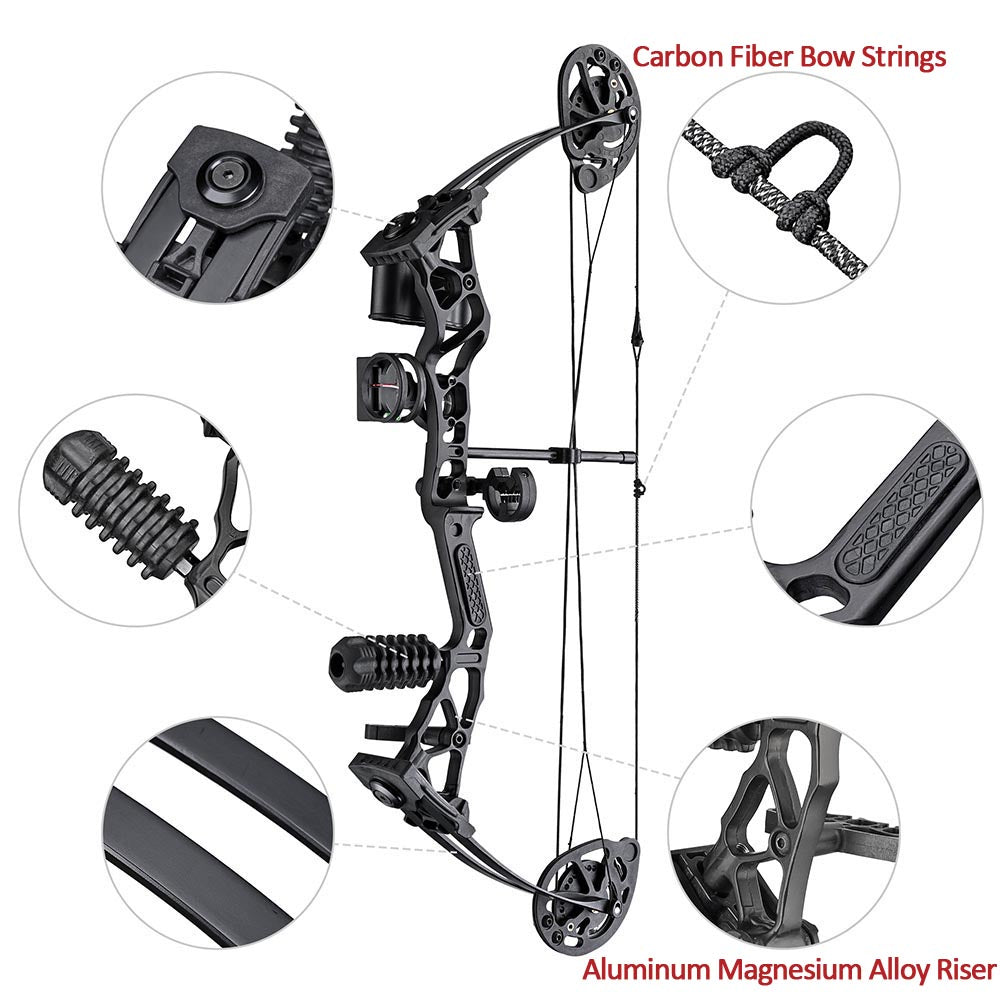TheLAShop Youth Compound Bow and Arrow Set - 6 Arrows Included | Perfect for Beginners, Outdoor Target Practice & Hunting Training | Lightweight & Adjustable for Teens & Kids