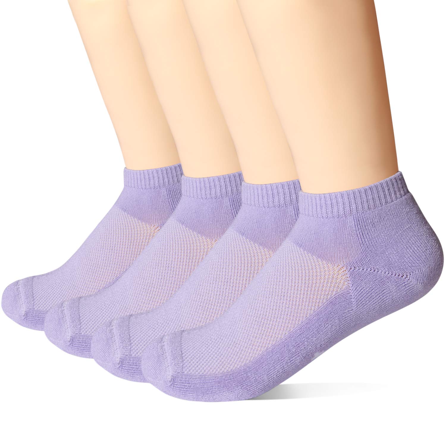 4 Pack Women's Bamboo Anti-Odor Low Cut Socks - Soft Cushioned Breathable Athletic Socks for Running, Yoga & Daily Comfort